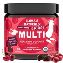 Llama Naturals Lapset Multivitamiini Gummies, Vegaani, Orgaaninen D-vitamiini, C & K-vitamiini, Toddler Real Fruit Gummy Vitamiineja, Pureskeltava lisäravinteet, Koko ruoka Multivitamiini, Ei Lisätty sokeriruoko, Kirsikka, 90 Ct