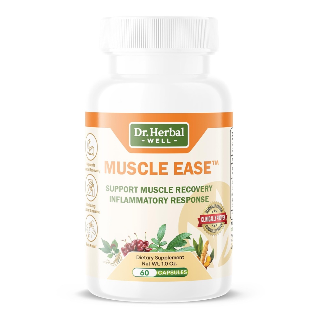 DR.HERBAL WELL Muscle Ease - Joint, Lihas & Hermo tukea nopeasti toimia Rentoutua Mukavuus Recovery Natural Herbal Supplement - (60 kapselia) MAX-vahva