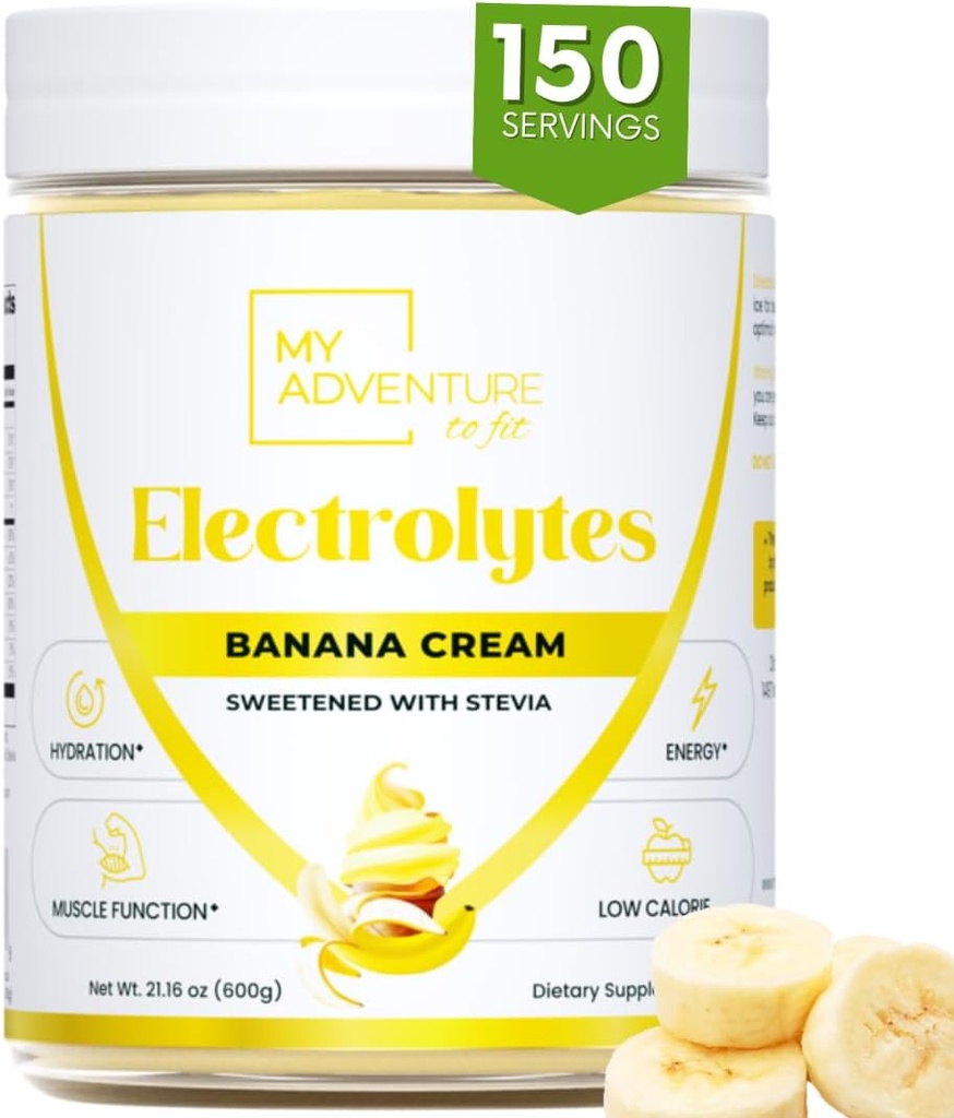 Zero Sokeri - Banaani Cream Elektrolyyttejä Powder - Virkistävä nesteytys - Kofeiinitonta energiaa kaikki luonnolliset ainesosat - Vegan Keto & Paleo - Sokerittomia Electrolyyttejä Powder Drink Mix - 150 tarjoilua