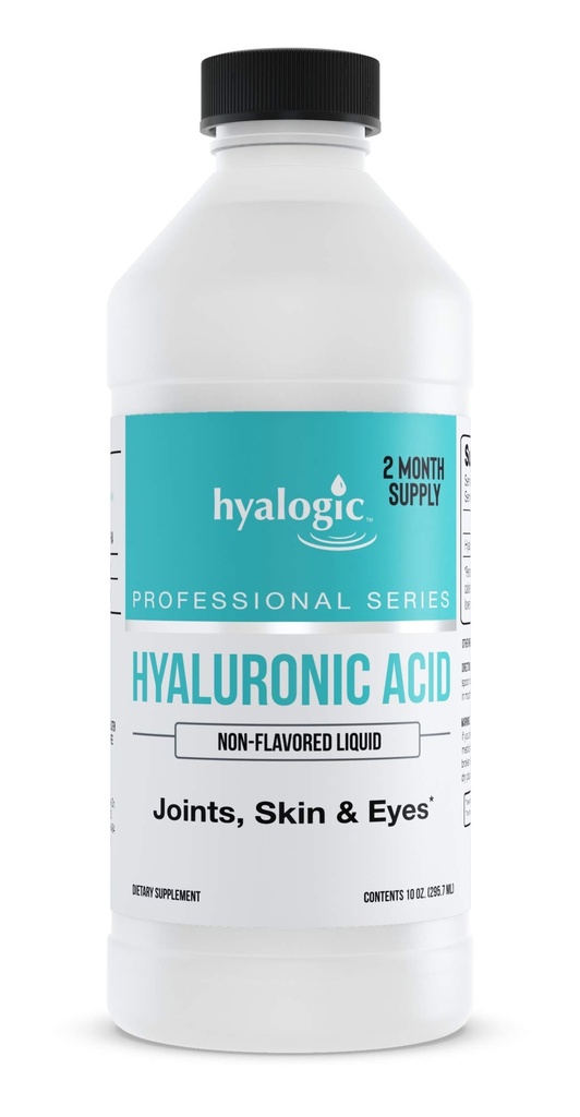 Hyalogic Professionals Series - Hyaluronic Acid Supplement for Whole Body Hydration - 100 mg Ingestible HA Liquid Supplement; Odorless, Makuton ja säilöntäaineeton vapaa iholle ja silmille - 10 oz