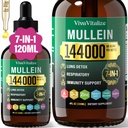 Mullein Drops for Lungs,144000 mg Mullein Leaf Extract for Keuhkojen puhdistus-ja hengitystoiminto Terve hengittäminen Immuuni, Ruoansulatuselimistö, luonnon kasviperäisten Supplement Sokeri & Alkoholiton,120-päivä tarjonta