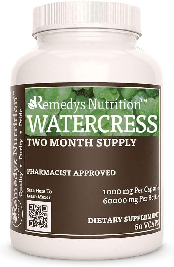 Remedy ravitsemus Vesikrassi . 1000 mg, 60 vegaaninen kapselit kasvisruokavalion täydentää.