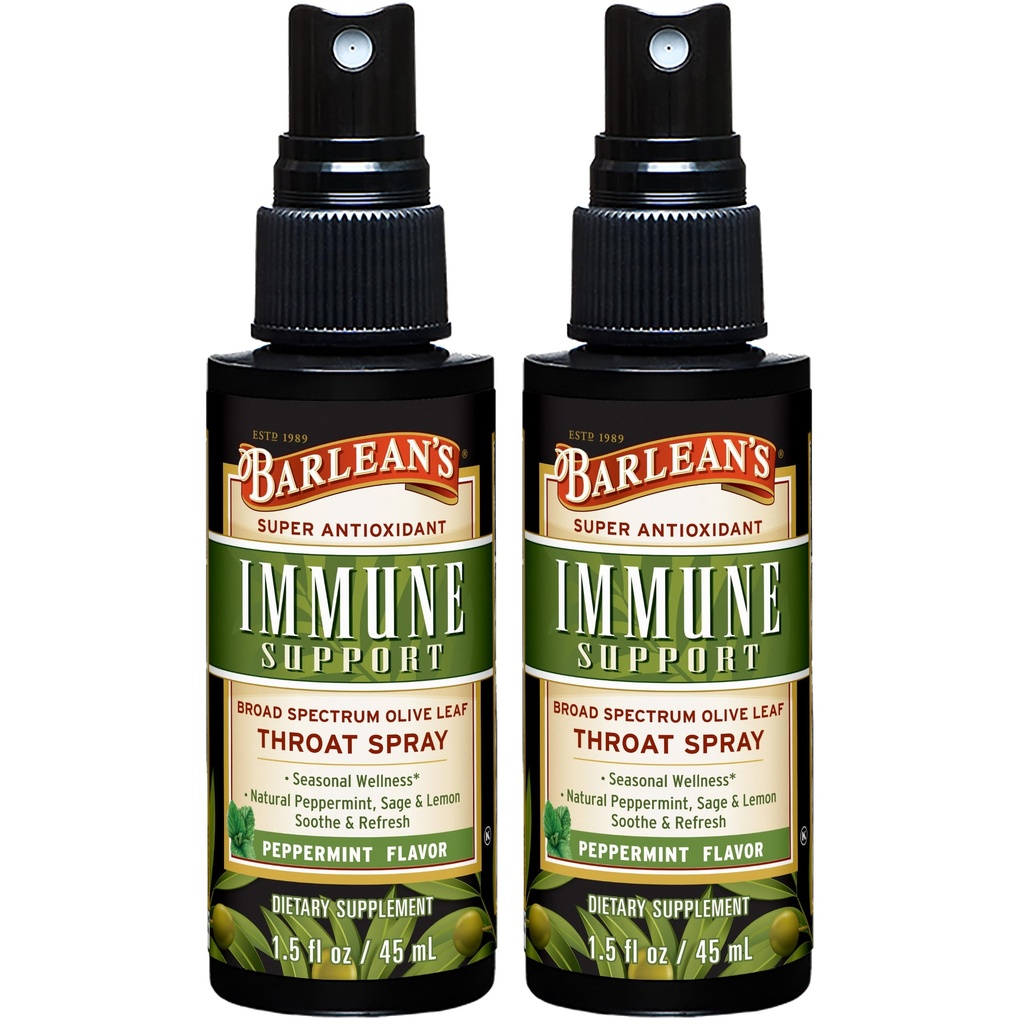Barlean's 2 Pack Olive Leaf Complex Kurkkuun Spray piparminttu, sitruuna, ja Sage kutina kurkkuun Relief, Immuno tuki täydentää, nestemäinen Blended uute, 1,5 oz