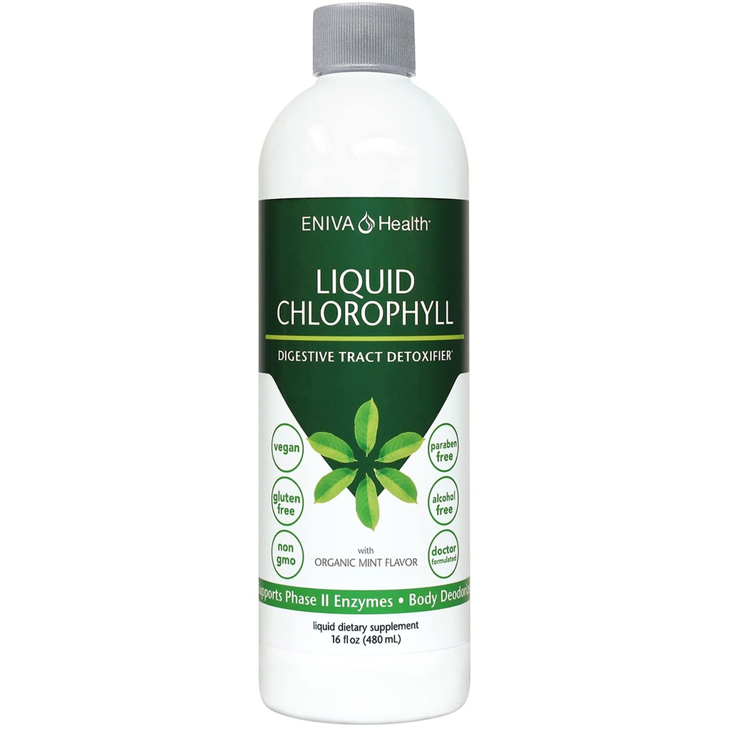 Eniva Health Liquid Chlorophyll Vegan | Immunity | Detox & Cleanse | Clear Skin | Energy Boost | Gut Health | Internal Deodorant | USA Manufacture | Mulberry Source | Mint | 16 Fl Oz Bottle