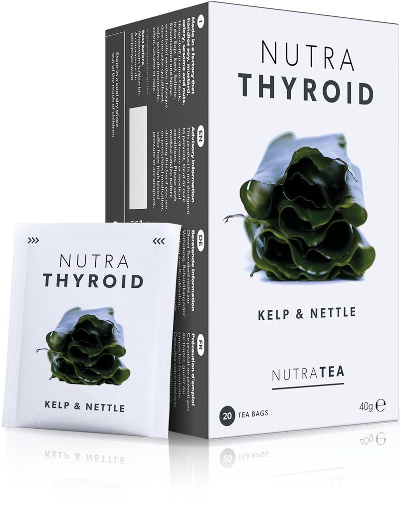 NUTRATHYROID - Kilpirauhasen terveystee ... Metaboliatee - Kilpirauhasen tuki - Sisältää kelp, rakkoranneke & Ashwagandha - 60 kuorittuja teepussit - Nutra Tea - yrttitee - (3 pakkaus)