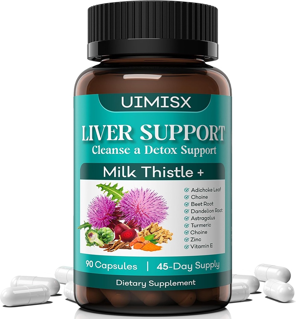 Milk Thistle Supplement - Maksa Detox Cleanse Formula Herbal Liver Tuki Maito Thistle, Voikukan juuri, Artisokka, Turmeric, Astragalus maksan terveys, 90 kapselia
