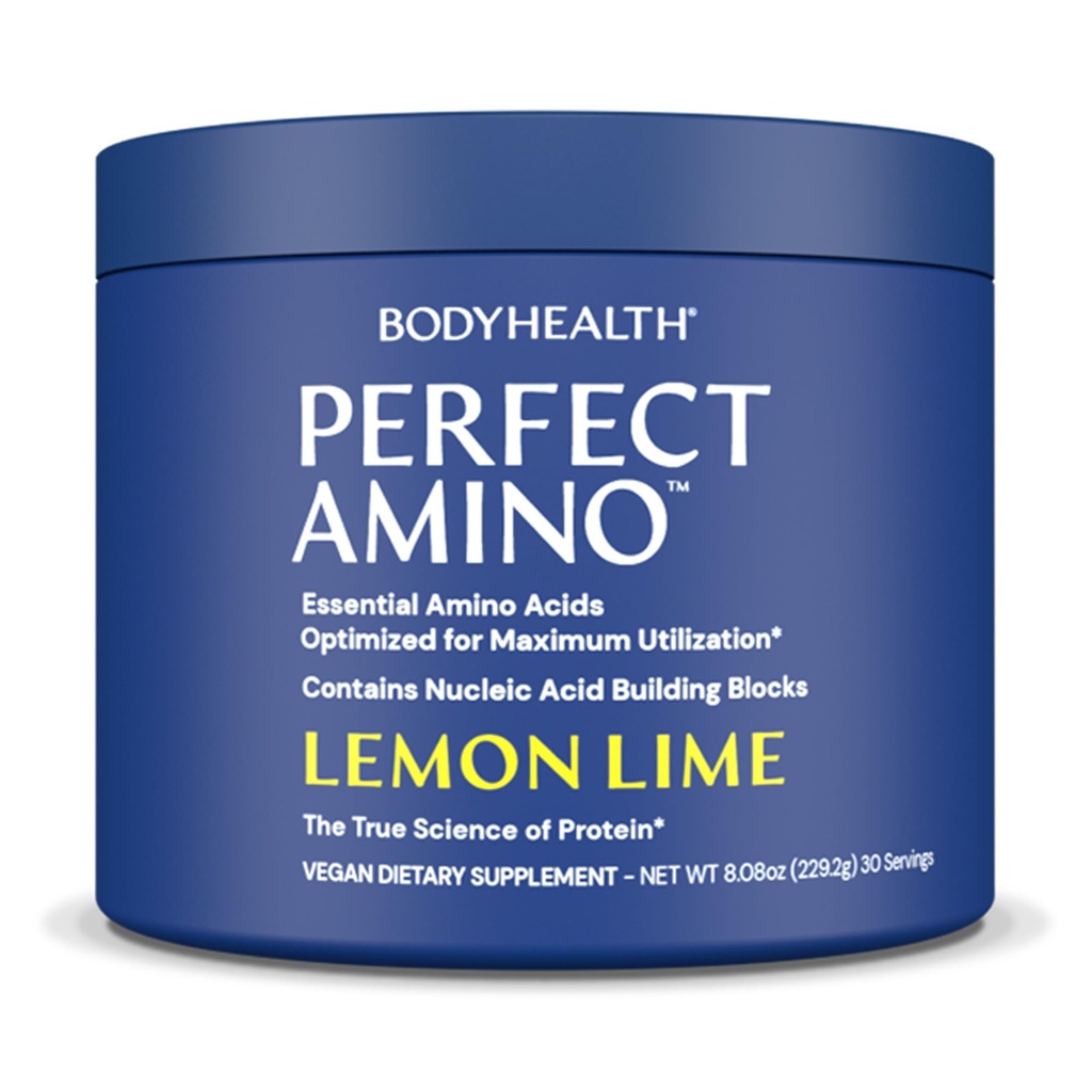 BodyHealth PerfectAmino Powder - BCAA ja EAA Powder for Pre and Post Treout - Aminohappo Energy Drink miesten ja naisten tukea Lean Lihas ja Recovery - sitruuna Lime - 30 Tarjoilut