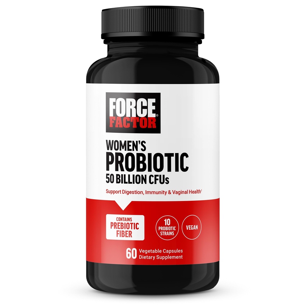 FORCE FACTOR Probiootti naisille 50 miljardia PMY, Naiset ... Probiootti digestiiviselle terveydelle, immuniteetille ja emättimelle, 10 kanta, Lactobacillus Acidophilus, Vegan, 60 kapselia