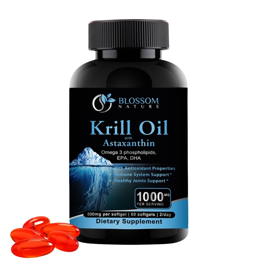 Antarktis Krill Oil 1000mg Softgels with Astaksantiini ... 60 vaniljaflavored Softgels