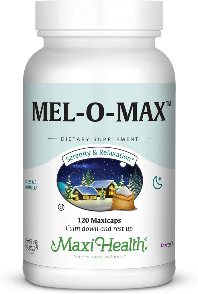 Maxi Health Mel-O- Max - Melatoniini - valerian juuri - unilääke - 120 kapselia - Kosher