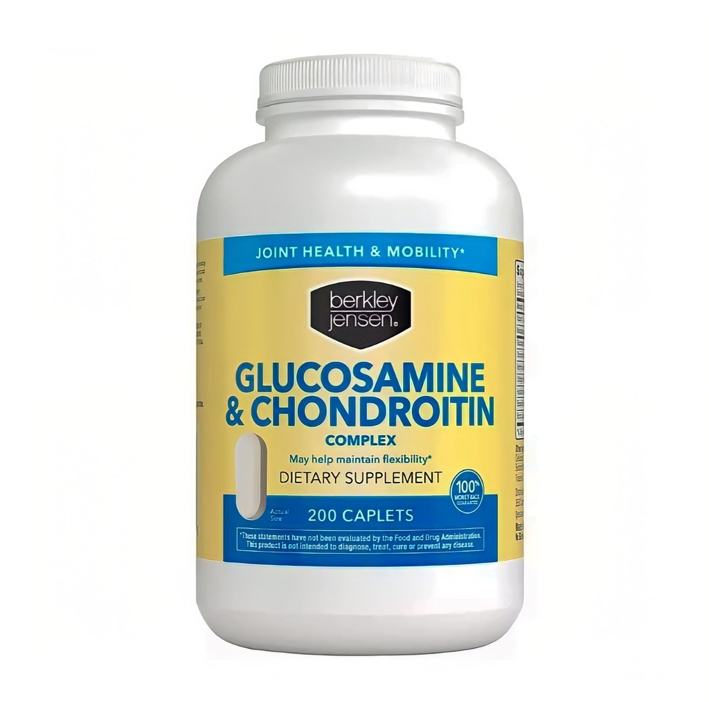 Berkley Jensen Glukosamiini Chondroitin MSM Boswellia Complex - Triple Strength Advanced Dietary Supplement for joints, Ligaments, Tendons, Bones, Connective Tissue Support, 200 Caplets (Pack of 1)