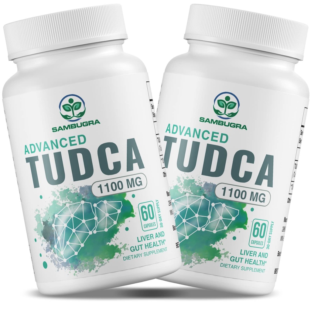 Sambugra TUDCA Lever Supplements 1100mg, 3rd Party Tested Ultra Strength Bile Salt TUDCA Supplement, Liver Support för Detox Cleanse och Repair, 120 kapslar