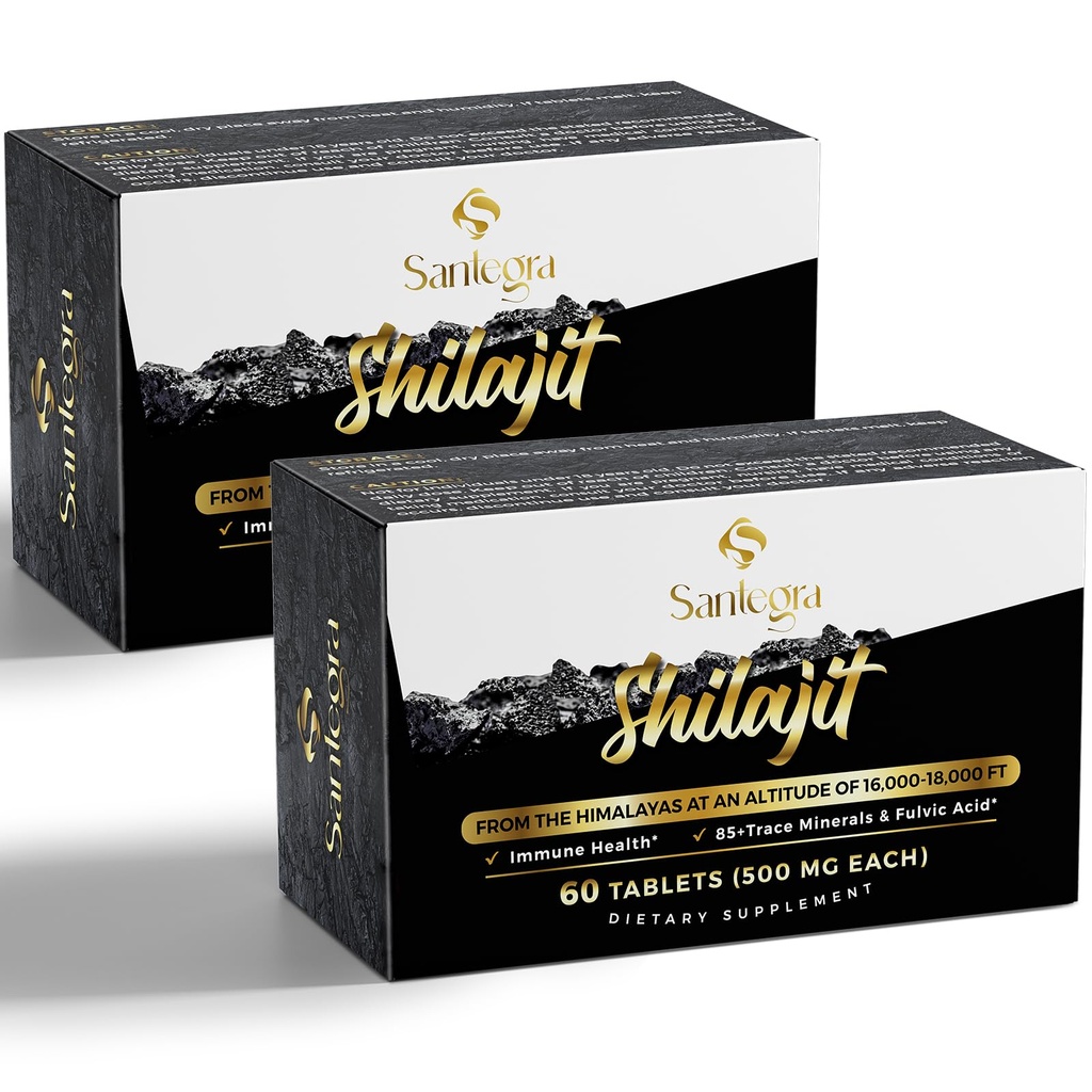 30.000 MG Shilajit tabletter, 100% Shilajit Pure tabletter för kvinnor och män, Himalayan Organic, Fulvic Acid & 85+ Trace Minerals, Resin Supplement för energi och immunsystem, 120 grejer