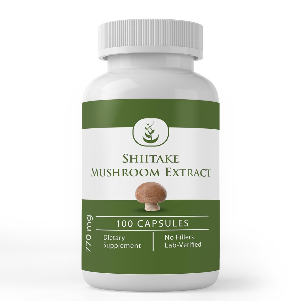 Puhdas Alkuperäinen ainesosat Shiitake Mushroom Extract (100 kapselia) Aina puhdas, ei lisäaineita tai täyteaineita, Lab vahvistettu