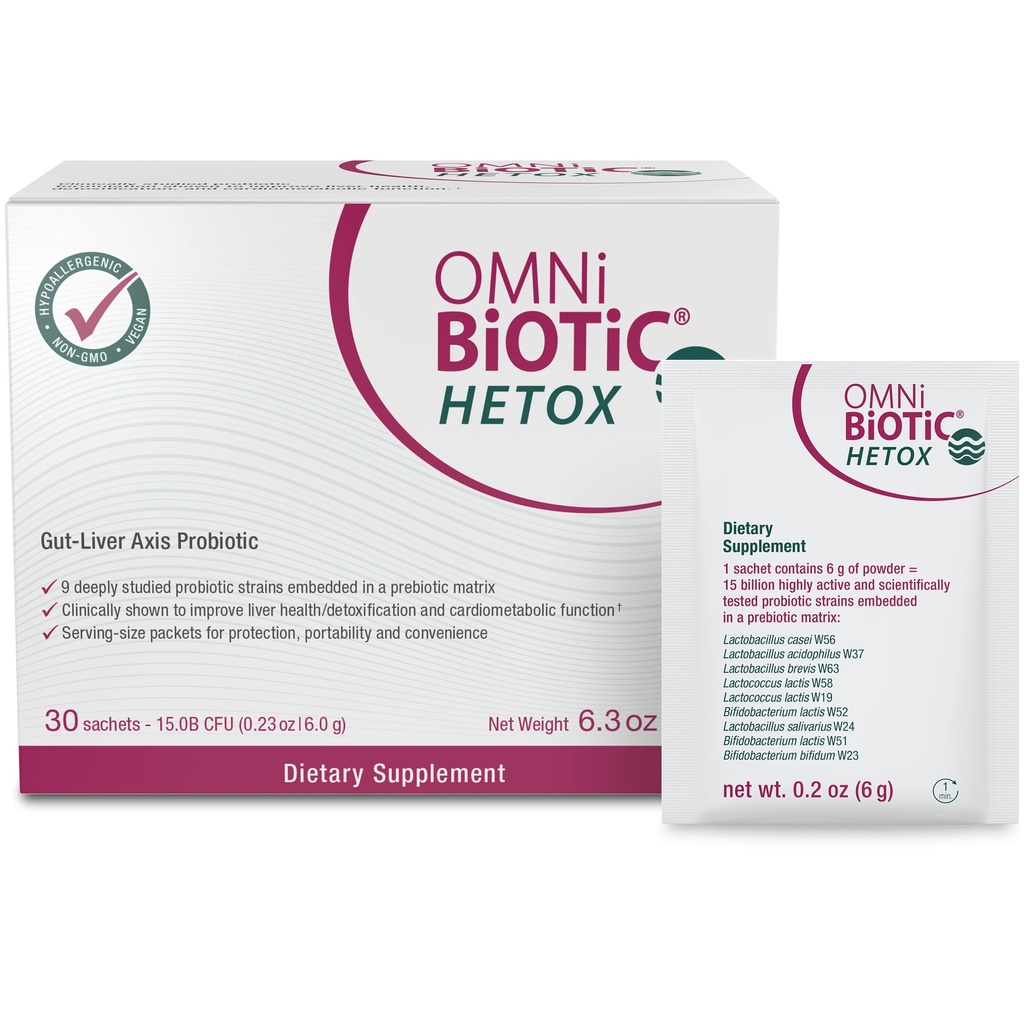 OMNi BiOTiC HETOX Probiotic Liver Detox - Bifidobacterium & Lactobacillus Probiotic Supplement - Hypoallergenic Gut-Liver Support - Non-GMO Detox Cleanse för män och kvinnor