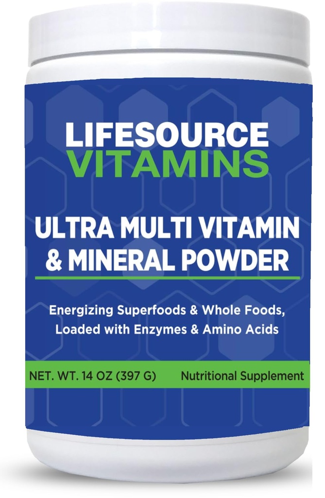 LifeSource Vitamins Ultra Multi Vitamin & Mineral Pulver - Hel matbaserad - 30 dagars leverans