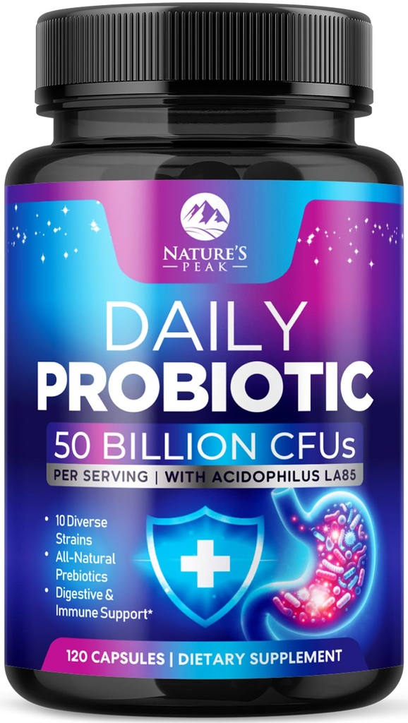 Probiootit 60 miljardia PMY - 10 kanta + Ruoansulatuskanavan entsyymit ja prebiootit - paras probiootti naisille ja miehille, tukee immuuni, Gut Health, satunnainen ummetus, ripuli, kaasu & turvotus - 120 kapselia