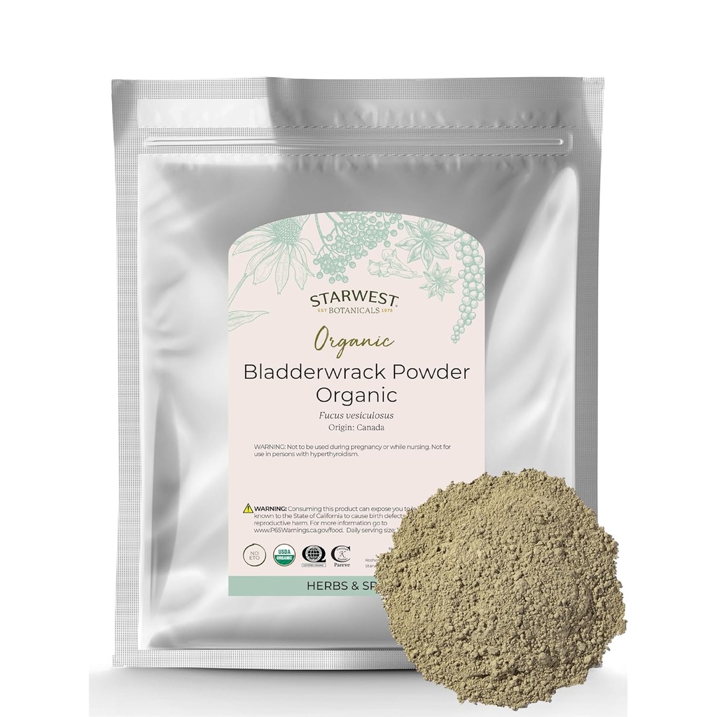 Starwest kasvitieteet Kuivatut rakkocrack Organic Powder - Natural Seaweed Herb, lähde Jodi, kalium, sinkki, kalsium, vitamiinit A & C, Certified Kosher, ei-GMO - Bulk 1 Lb Bag