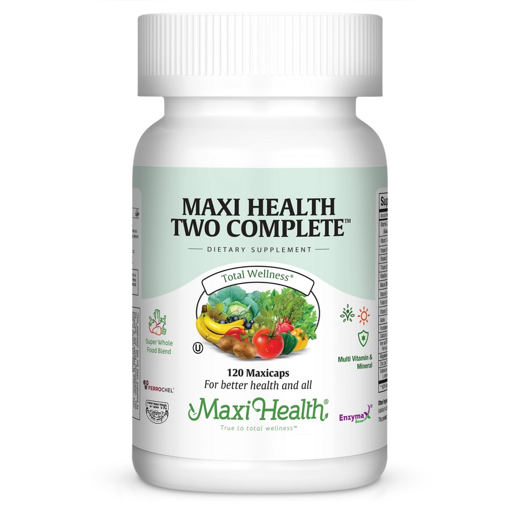 Maxi Health Two Complete - Monivitamiinit ja mineraalit - Täysi teho - 120 kapselia - Kosher
