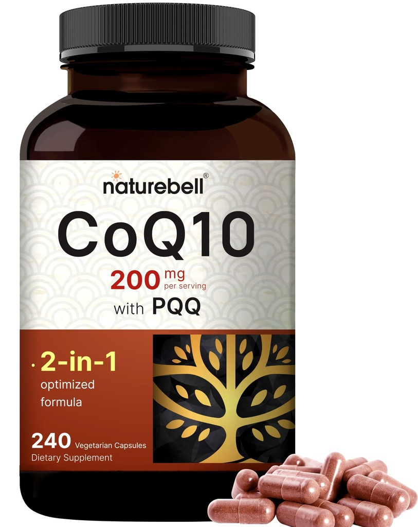 NatureBell CoQ10 200mg PQQ: lla, 240 kasviskapselia 