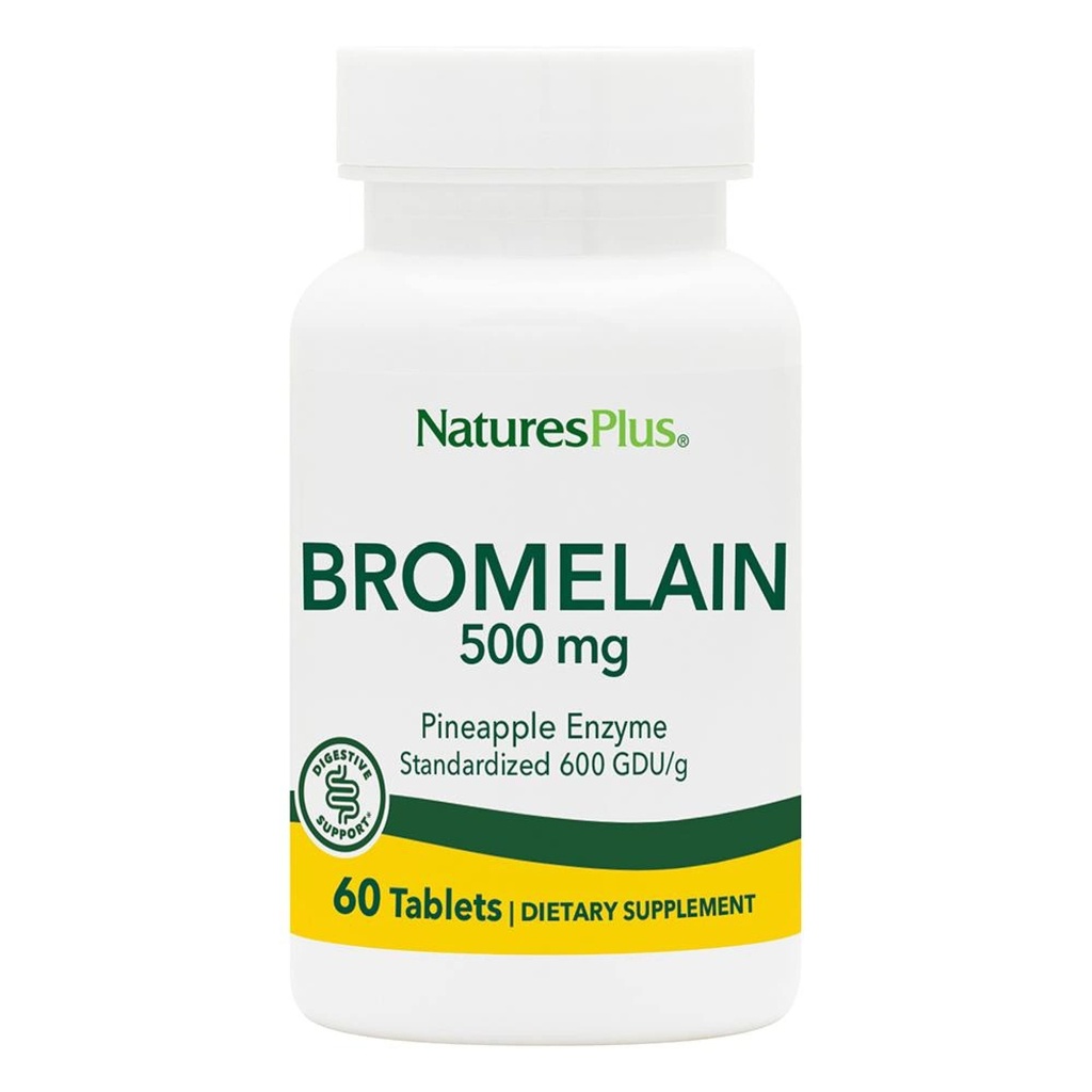 Natures Plus bromelain - 500 mg - luonnollinen proteolyyttinen täydennysosa - 60 kasvissyöjätablettia (60 tarjoilua)