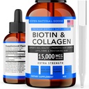 Super Natural Goods Biotin & Collagen Vitaminer - Hair Loss, Gut Health, Anti-Aging, Skin Care & Nails - Made in USA, Non-GMO & Cruelty Free (4 Ounce-15 000mcg)