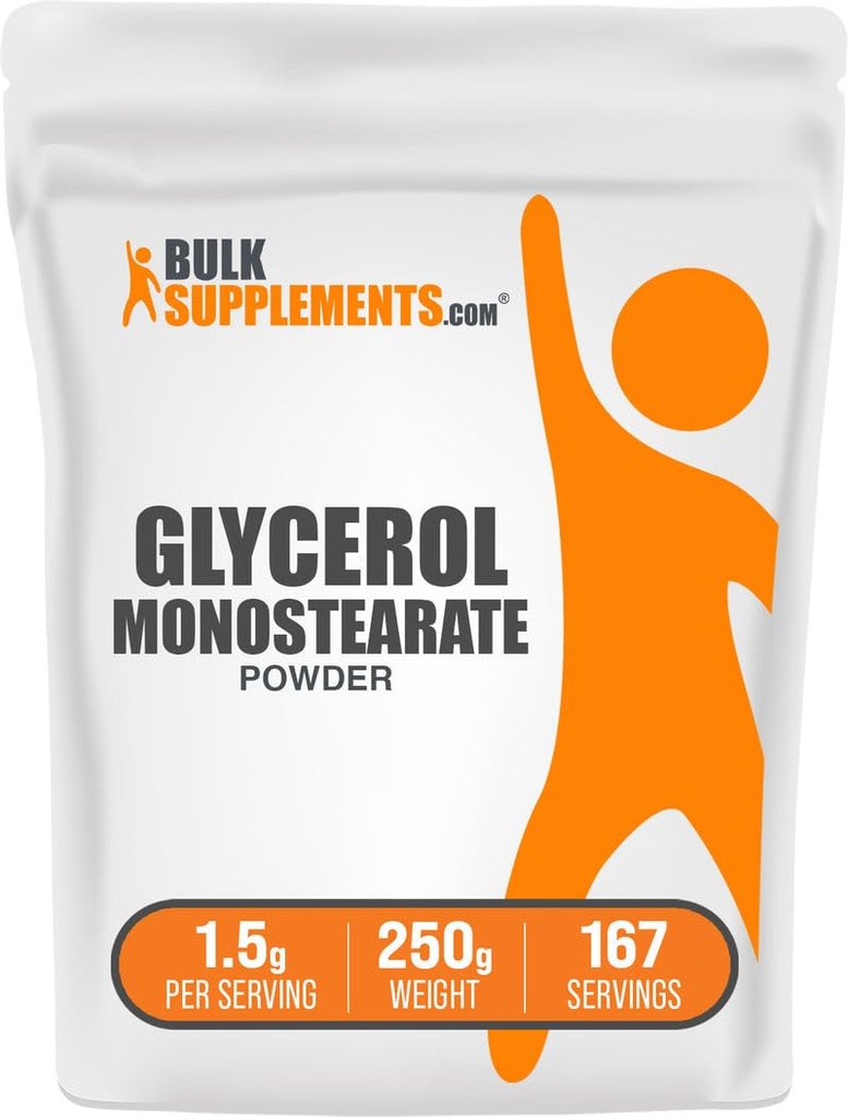 BulkSupplements.com Glyseroli Monostearate Powder - Glyseroli Supplement, GMS Powder - makuton, Food Grade & Gluteeniton, 1,5 g per tarjoilu, 250g (8,8 oz) (pakkaus 1)