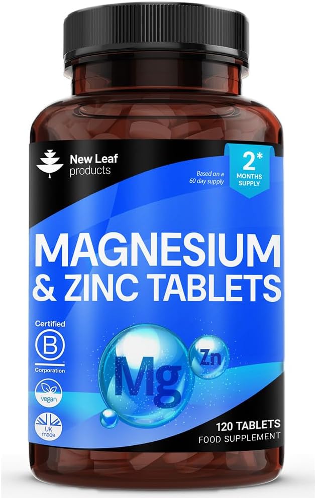 Magnesium Supplement 500 mg Magnesium ja sinkki Supplement - Korkea Absorbency Magnesiumoksidi ja sinkki - Lihas luut ja terve Immuunijärjestelmä - Vegaani, ei-GMO, Gluteeniton - 120 Helppo niellä Tabletit