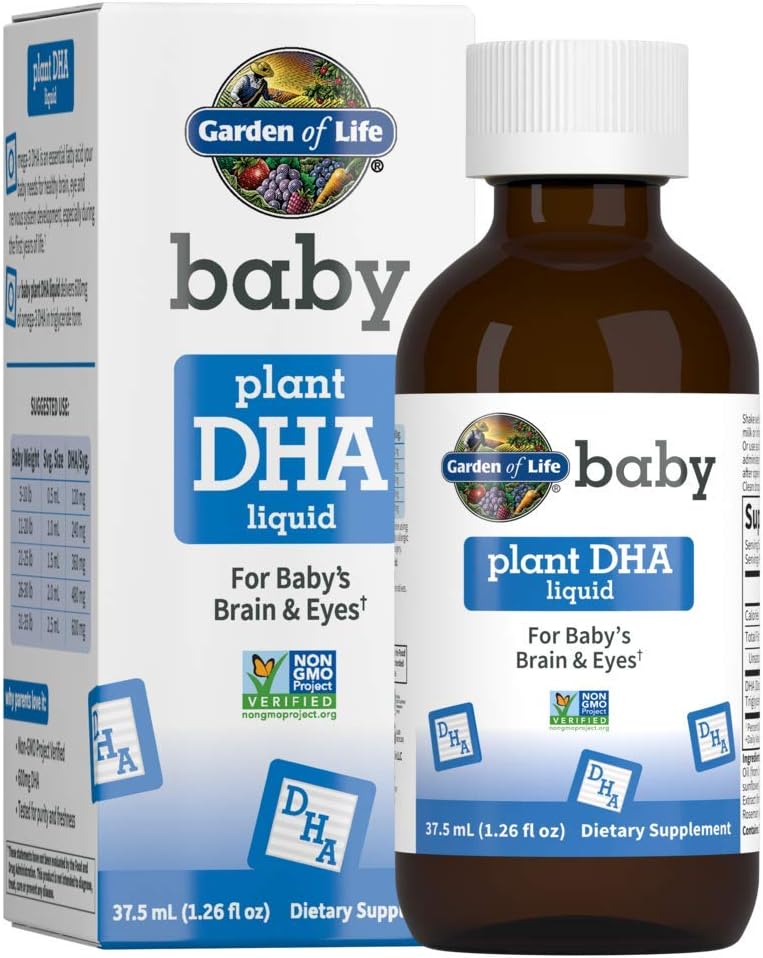 Elämänpuutarha DHA Drops, 600 mg Omega 3 DHA Vegaani kasvissyöjän aivoihin ja silmiin Friendly Plant Based Lähteet (ei kalaöljyä) vauvoille ja pikkulapsille, 37,5 ml (1,26 fl oz) Liquid