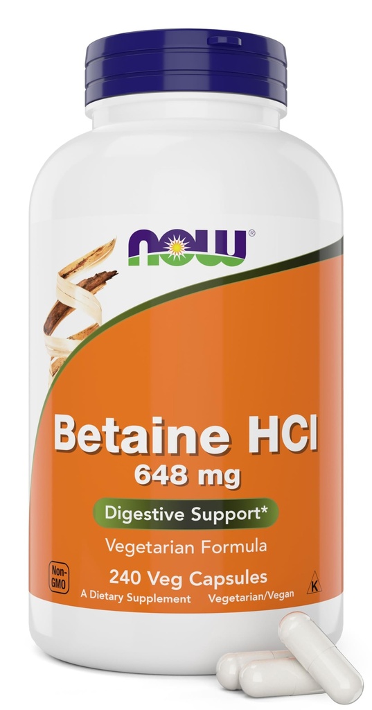 Nyt Betaine HCl 648 mg 240 Veg kapselia (pakkaus 2) - Ruoansulatuskanavan Entsyymit täydentää - Tehostettu Pepsin Proteaasi proteiinin digestio tuki