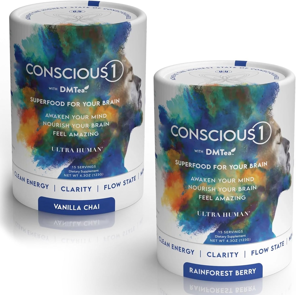 Ultra Human CONSCIOUS1 - Fokus Boosting Superfood Blend Vanilla Chai & Rainforest Berry Variety Pack