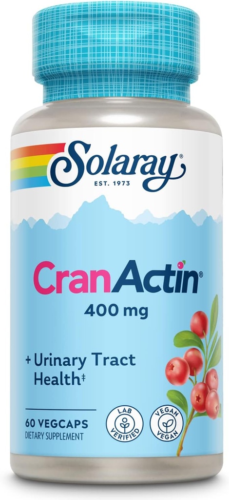 SOLARAY CranActin Cranberry Extract 400 mg - Karpalo täydentää naisille ja miehille - rakko ja virtsateiden terveystuki C-vitamiini - Vegan, 60 päivän takuu (60 CT)