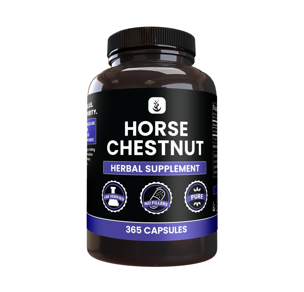 PURE ALKUPERÄISET INGREDIENTS Horse Chestnut (365 kapseli), Ei magnesiumia tai riisiä Fillers, aina puhdas, Lab vahvistettu