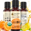 Organiska flytande vitamin D droppar för barn och vuxna, socker gratis. lätt att använda 1000 IE / droppe i kokos MCT olja. varar månader, bäst för höga doser. Max Absorption VIT D3 Supplement. Stor smak (Citrus)