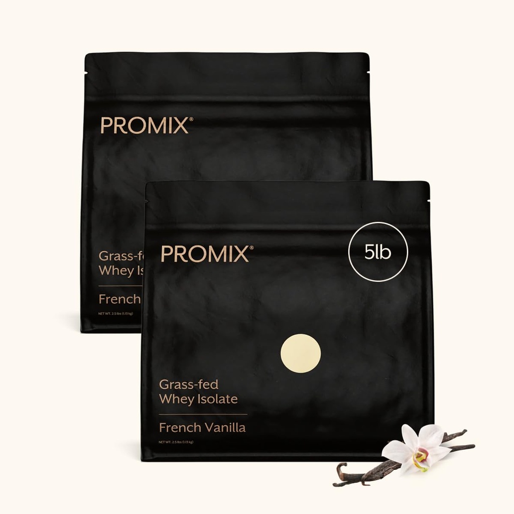 ProMix Nutrition Whey Protein Isolate Powder - Grass-Fed - Post Workout Fitness & Nutrition Shakes, Smoothies, Baking & Cooking Recept - Gluten-Free & Keto-Friendly - Vanilla - 5 Pound (Pack of 2)