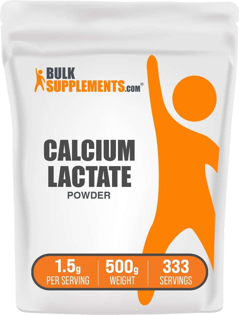 BulkSupplements.com Calcium Lactate Powder - Calcium Supplement Powder, Food Grade - Pure & Gluten Free, 1,5g per Servering, 500g (1.1 lbs) (Pack of 1)