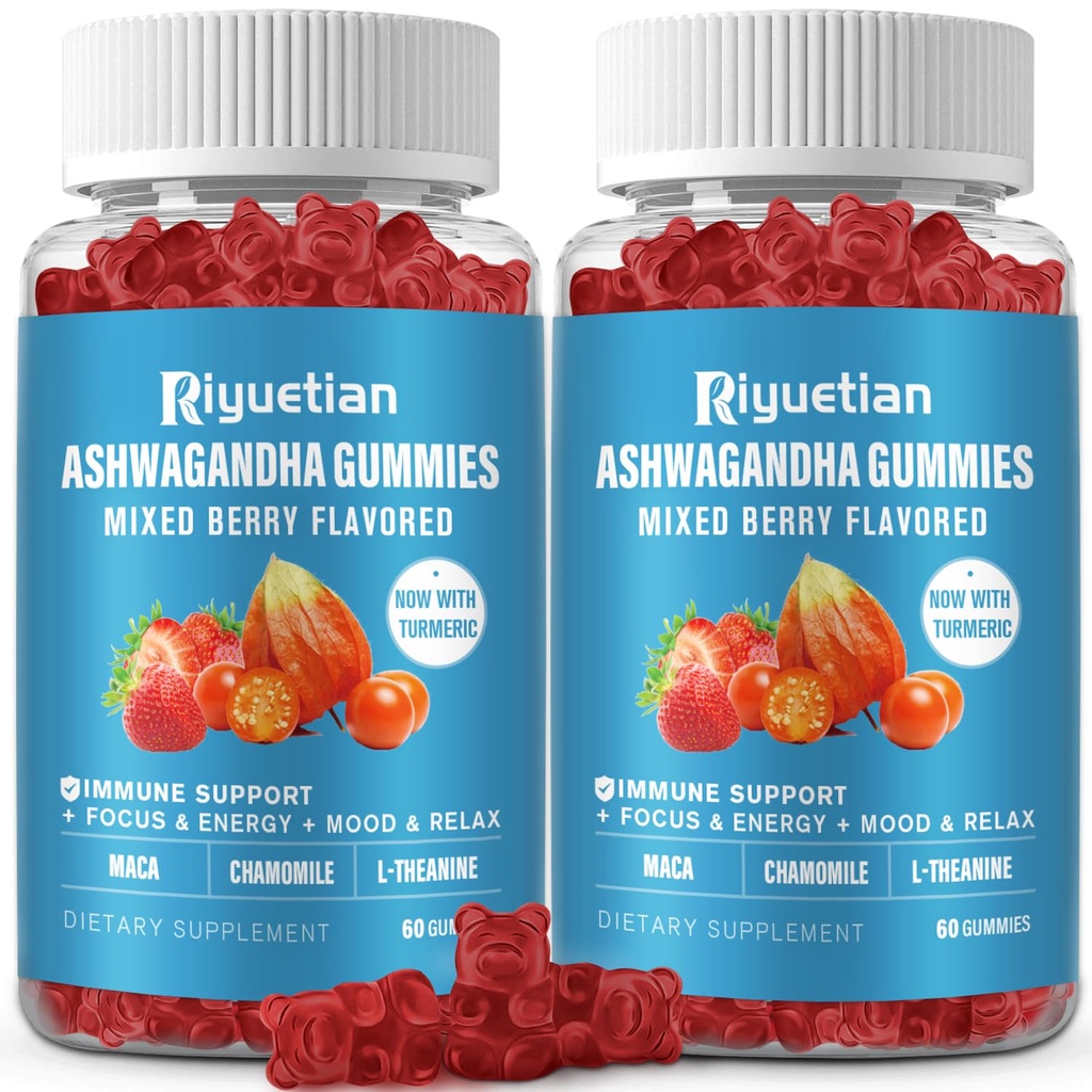 Ashwagandha Gummies for Women & Men - Immuuneja tukea ja lisätä energiaa - Ashwagandha täydentää miesten ja naisten - luonnollinen mansikka maku (120 kreivi)