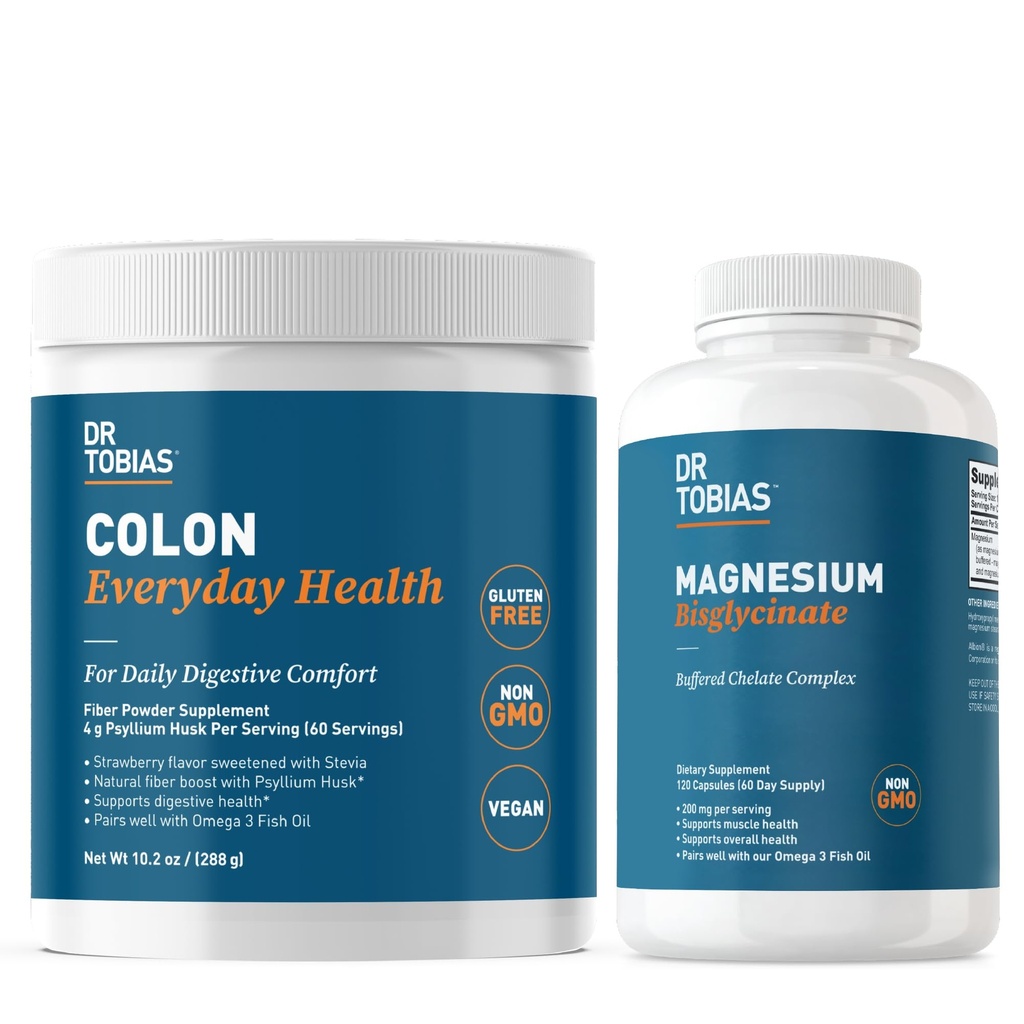 Tobias Colon Everyday Health & Magnesium Bisglysinaatti - Ruoansulatuskanavan mukavuus ja tuki lihasten ja luiden terveydelle, vegaanille, muille kuin muuntogeenisille organismeille