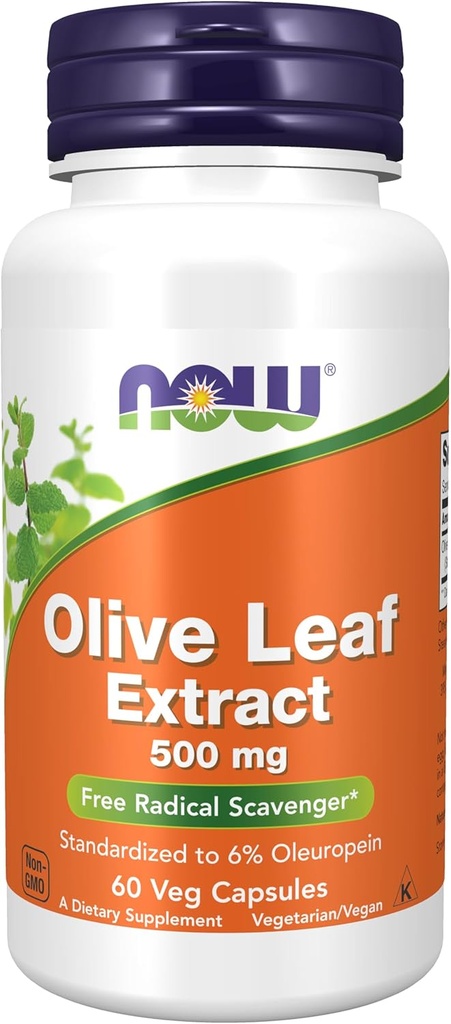 Now Foods lisäravinteet, Olive Leaf Extract 500 mg, vapaa radikaali haaskalintu*, 60 Veg kapselia