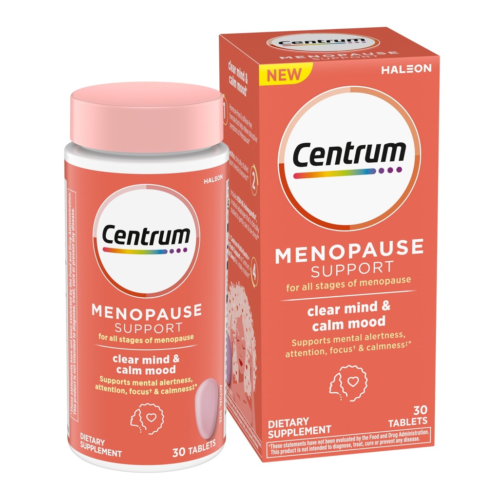 Centrum Clear Mind and Rauhallinen Mieli Vaihdevuodet Tuki Tabletit, kliinisesti tutkittu enXtra, 30