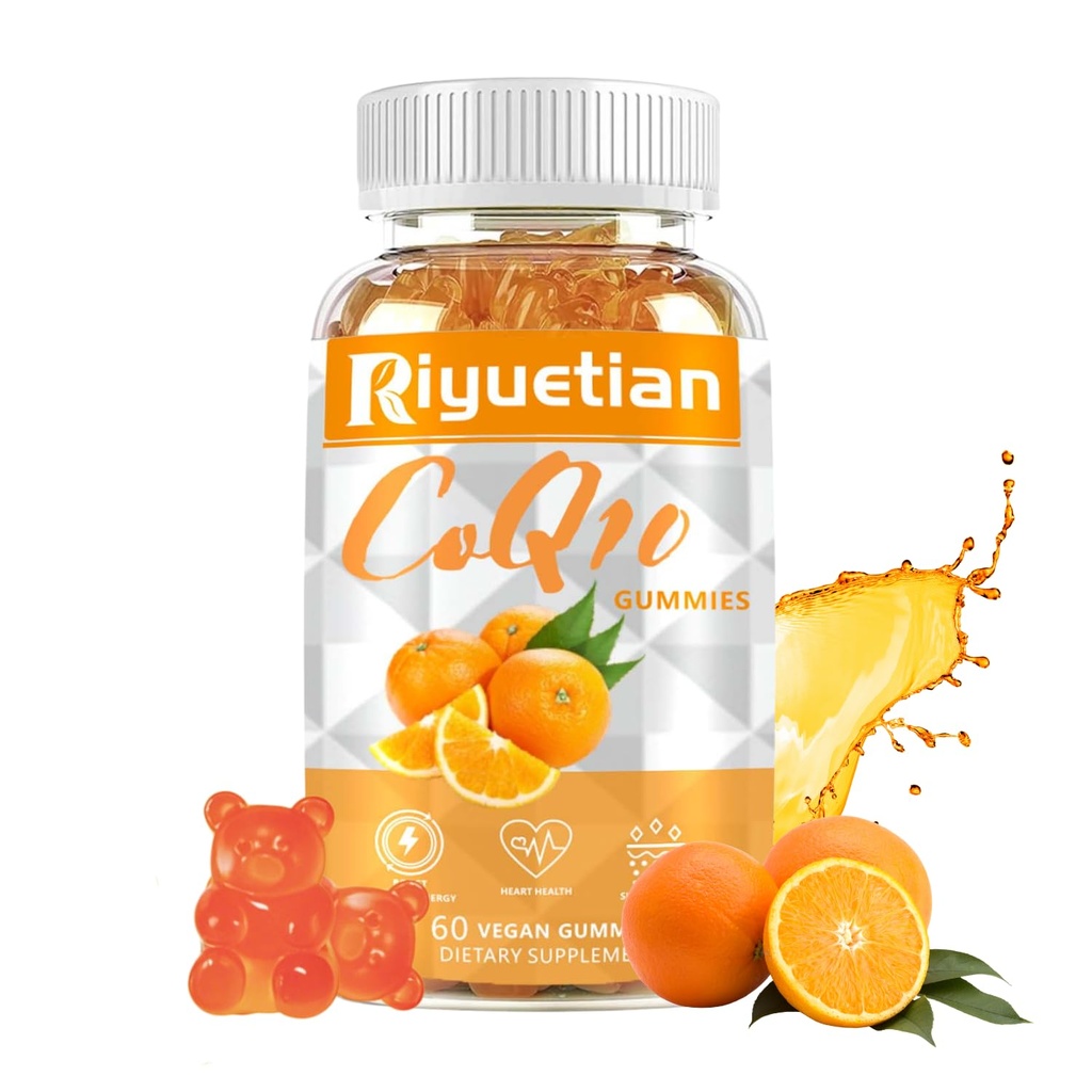 COQ10 Gummies - CoQ10 500mg + Omega-3 EPA/DHA + Magnesium Glycinate + sinkkisilikaatti, sydänterveyden, energian tuotannon, immuunijärjestelmän ja mineraalien imeytymisen tueksi, 30 tarjoilua