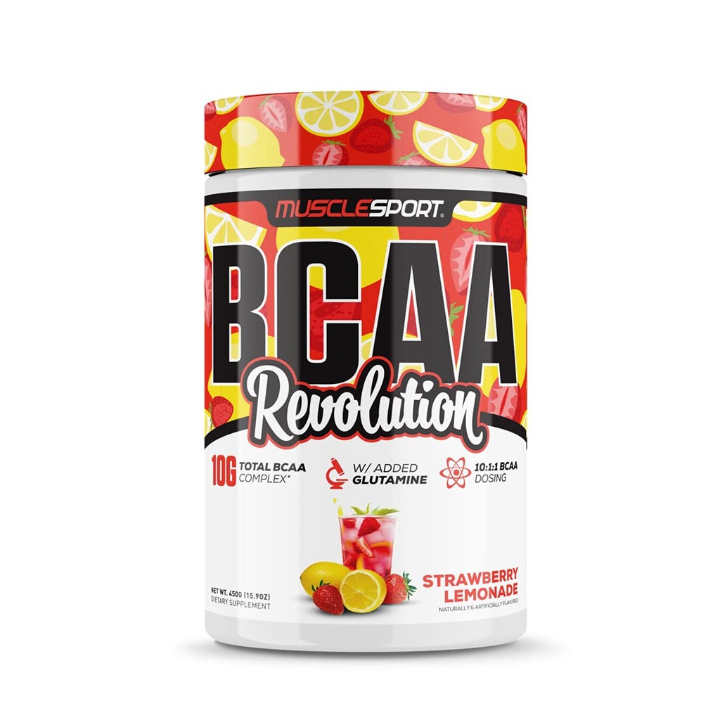 Musclesport BCAA Revolution Aminohappo Powder täydentää miesten ja naisten - Intra harjoitus Complex - Recovery Supplemen (Strawberry Lemonade, 30 tarjoilua)