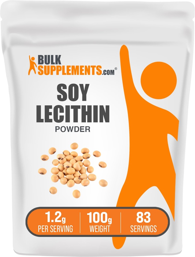 BulkSupplements.com Soy Lecithin Powder - Lecithin Supplement, Ravintolisä, Food Grade - Gluteeniton, 1,2 g per tarjoilu, 100g (3.5 oz) (Pakkaus 1)