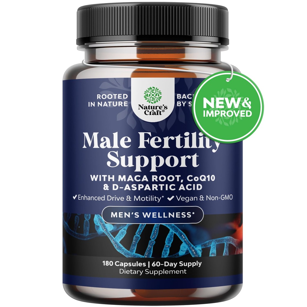Pre Conceive Male Reproductive Supplement - Reproductive Cells Health med CoQ10, Maca Root, Methyl Folate & D-Aspartic Acid - Mens Conceive Cells Count Support - Support för honom, 180 Count