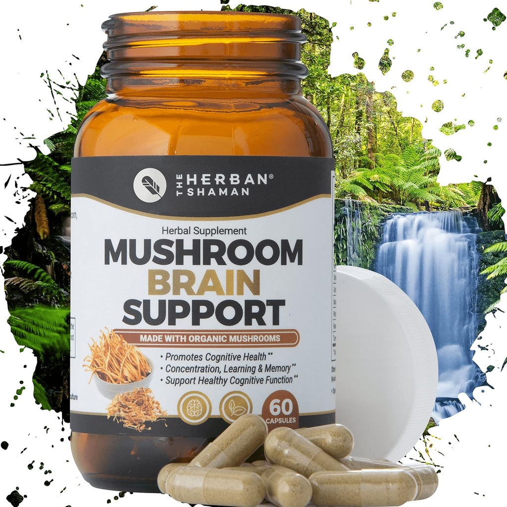 Mushroom Supplement Aivot Tuki Luomu Lions Mane, Cordyceps, Ginkgo Leaf, Gotu Kola + Lisää ...