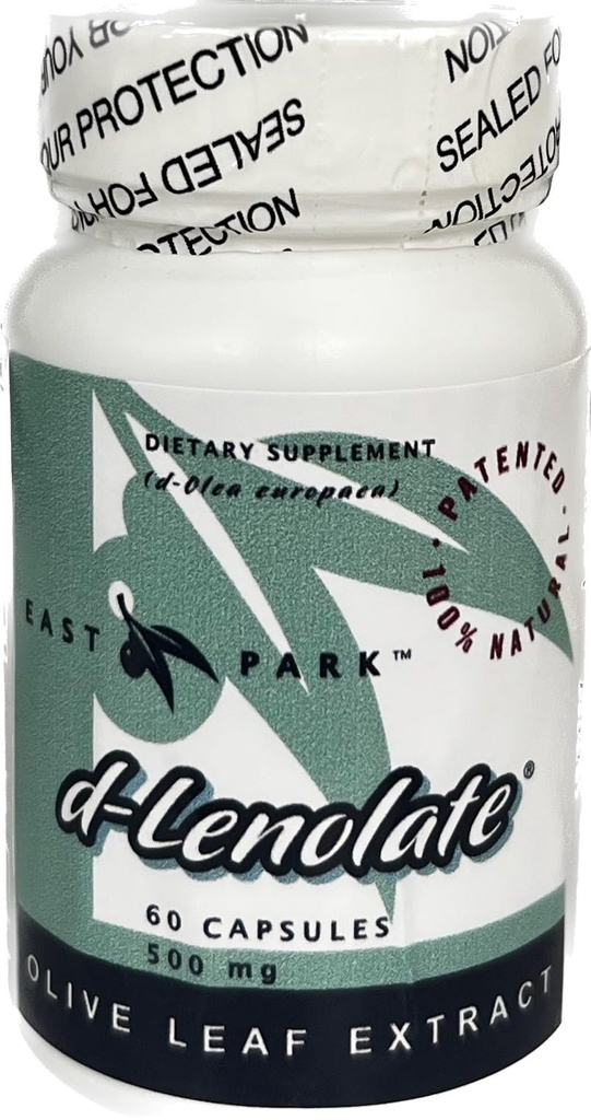East Park Olive Leaf Extract (OLE) Super Strength d-Lenolate 500 mg 18% tai enemmän Oleuropein Immune System Booster 60 Kasvissyöjäkapselit (ei-GMO)