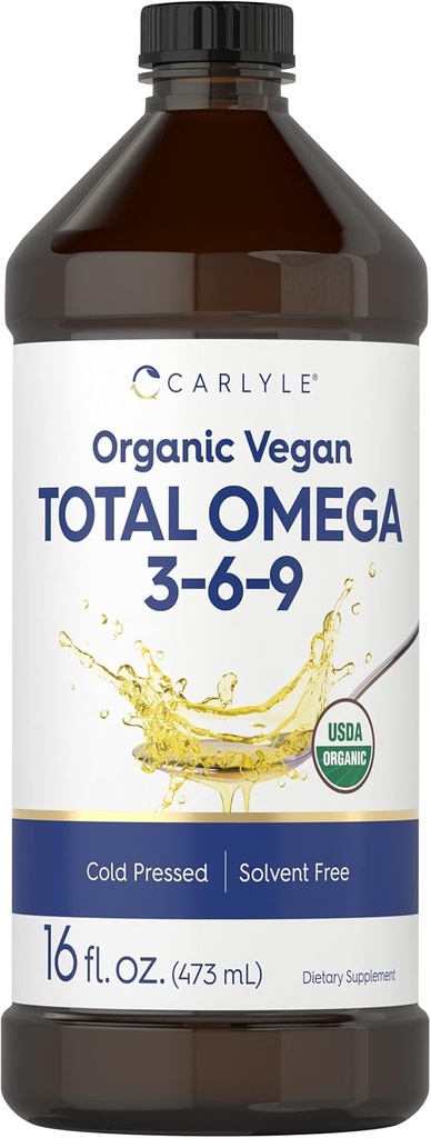 Carlyle Omega 3 6 9 | 16 fl oz | Cold Pressed | Certified Organic, Vegan Supplement | Vegetarisk, icke-GMO, Glutenfri och lösningsmedel fri