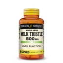 MASON NATURAL Milk Thistle 500 mg - Tuki terve maksan toiminta, puhdistus ja detox, kasviperäisten ruokavalio täydentää, 60 kapselia