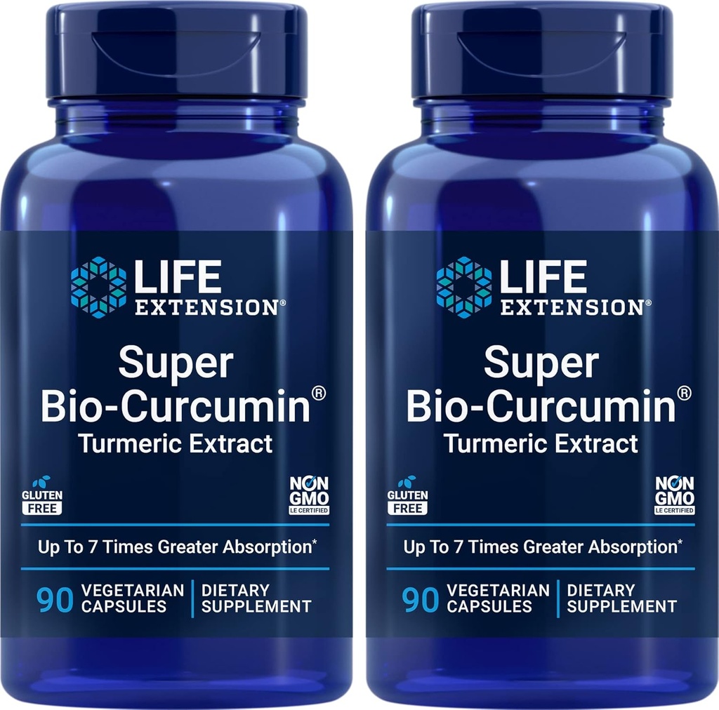 Life Extension Super Bio-Curcumin Turmeric Extract 400mg, 90 Veg Caps (Pack of 2) - Vegetarisk kapsel - Non-GMO - Högt absorberbar