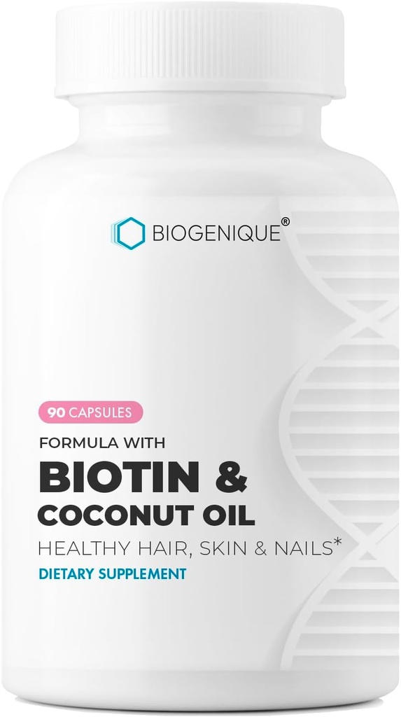 Korkea teho Biotin täydennysosa - Vegaani B7-vitamiini Formula Creatiini ja kookosöljy - Terveempi iho, kynnet & Hiukset ja Keratin Support - ei-GMO & Gluteeniton - 2500 mikrog